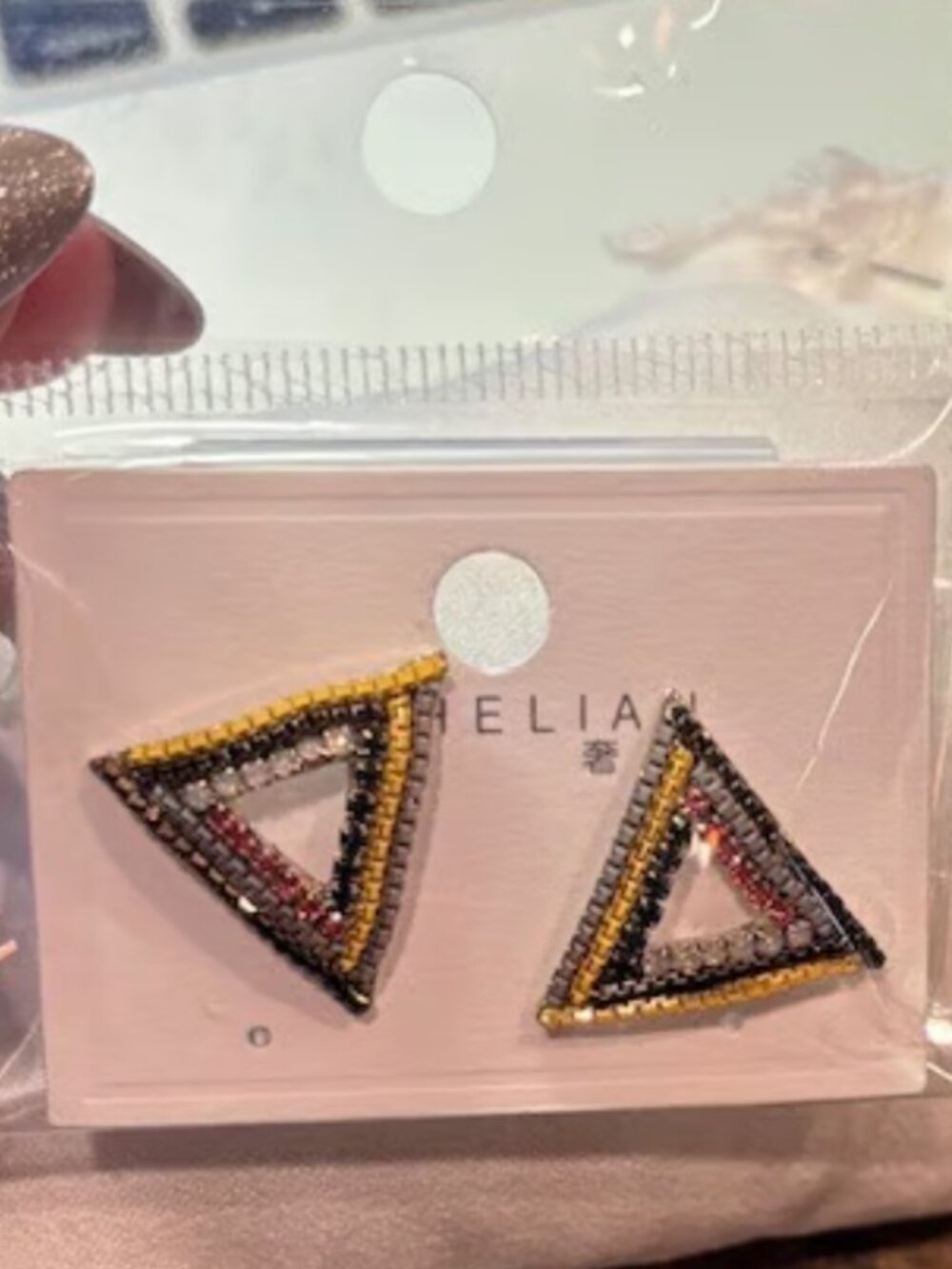Triangle Shape Beaded Earrings